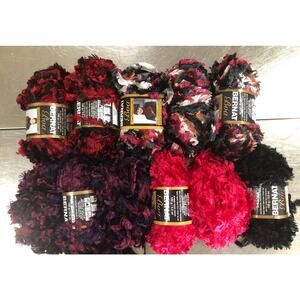 Lot Of 10 Bernat Boa 3.5oz + Each, Assorted Colors +1 Black 2.5 Oz, Total 11